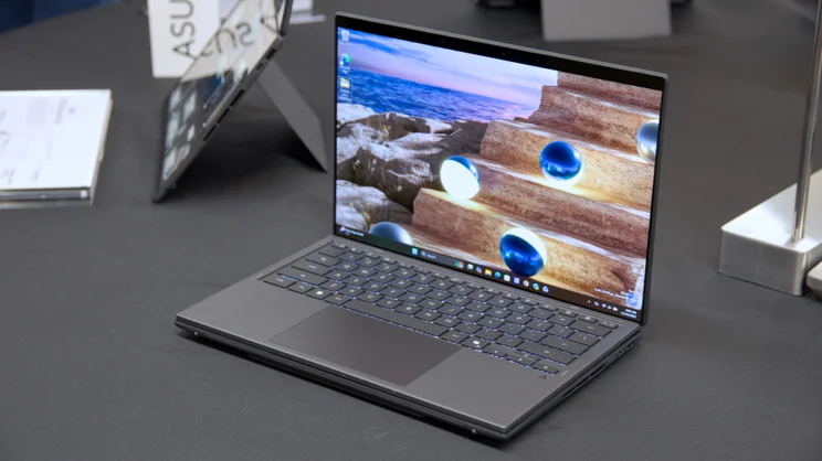 The Asus Zenbook Duo (2026) open, in laptop mode