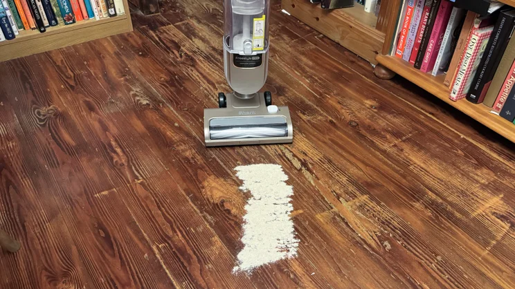 The Shark Freestyle Pro about to carry out the Expert Reviews flour test on hard floor