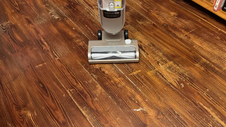 The Shark Freestyle Pro after carrying out the Expert Reviews flour on hard floor test