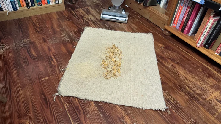 The Shark Freestyle Pro before testing with Cheerios on carpet