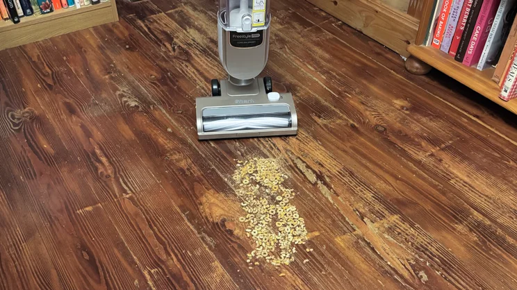 The Shark Freestyle Pro before testing with Cheerios on hard floor