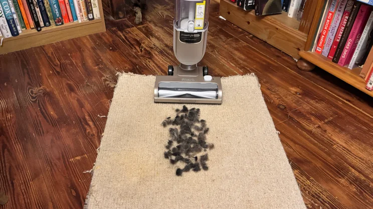 The Shark Freestyle Pro before testing with pet hair on carpet