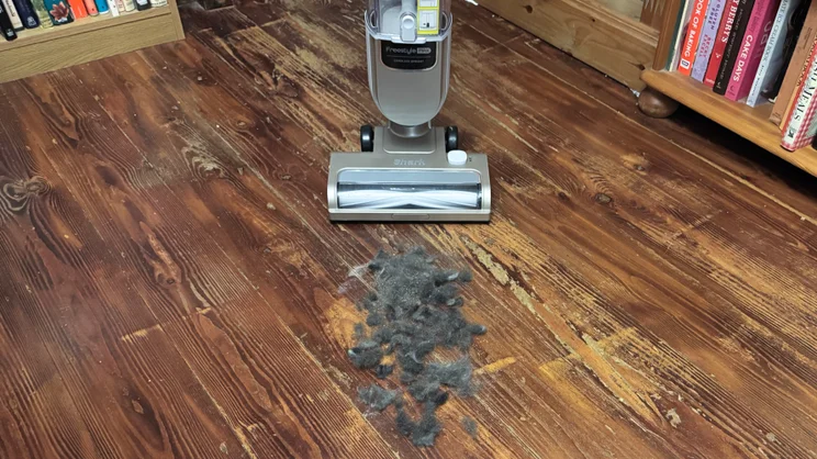 The Shark Freestyle Pro before testing with pet hair on hard floor
