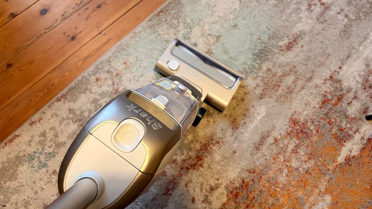 The Shark Freestyle Pro cleaning carpet, pictured from above