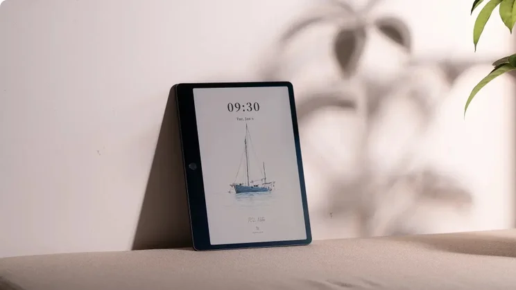 The TCL Note A1 leaning up against a wall