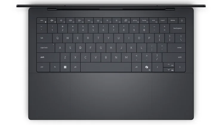 Top down view of the Dell XPS 14 (2026)'s keyboard and touchpad