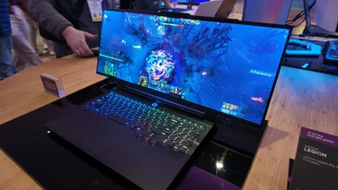The Lenovo Legion Pro Rollable on a desk at CES in Las Vegas