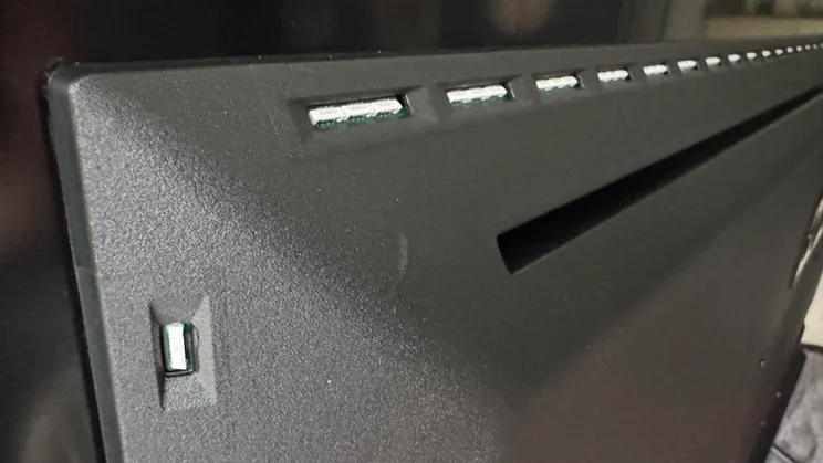 Close-up of the Ambilight on the rear of the Philips OLED810 TV