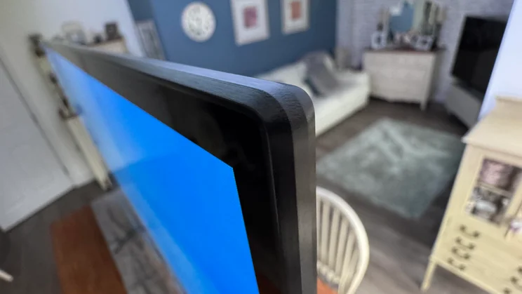 Close-up of the top-right corner of the Philips OLED810 TV
