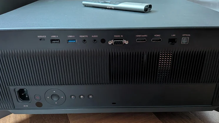 Rear view of the XGIMI Titan projector showing its various connection ports