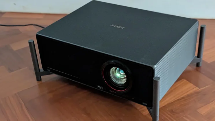 Front view of the XGIMI Titan projector from a slightly elevated angle