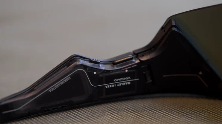 A close up of the inside of the Oakley Meta Vanguard's buttons