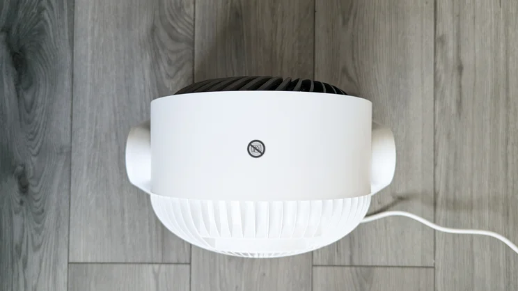 A bird's eye view of the Dreo Smart Whole Room Heater 714s on the floor