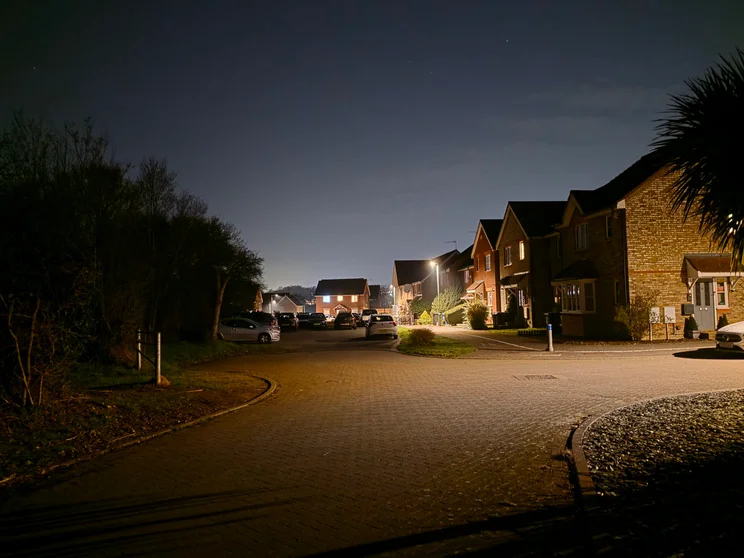 A quiet road at night