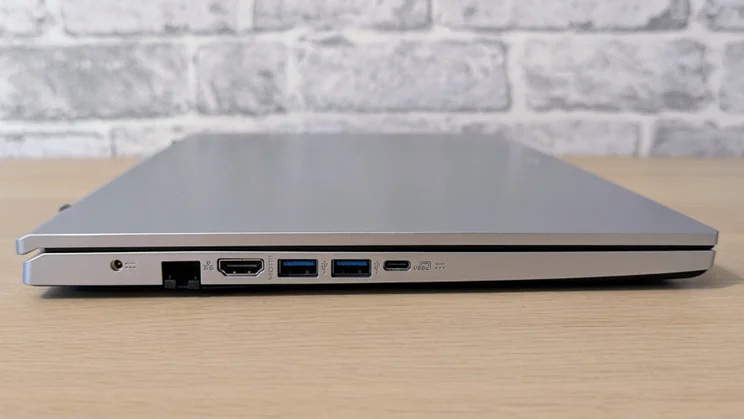 The Acer Aspire Go 15 (AG15-42P), closed, pictured from the left edge