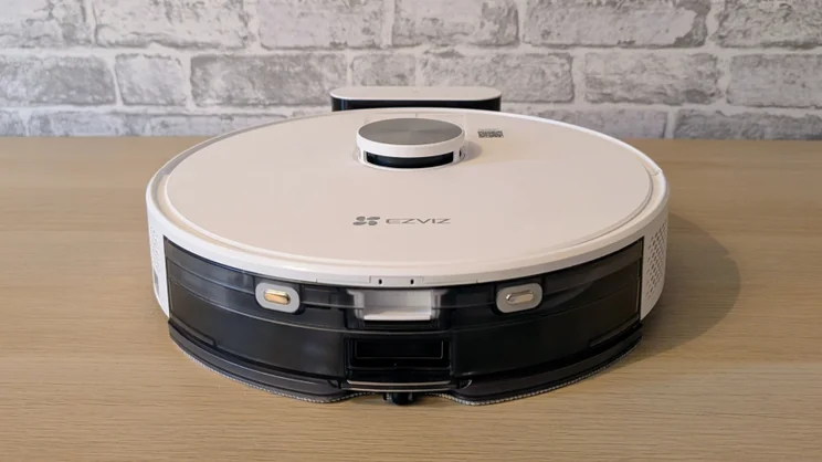 The EzViz RE4 robot vacuum pictured from the front