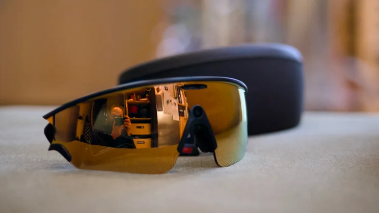 The Oakley Meta Vanguard shown outside their case