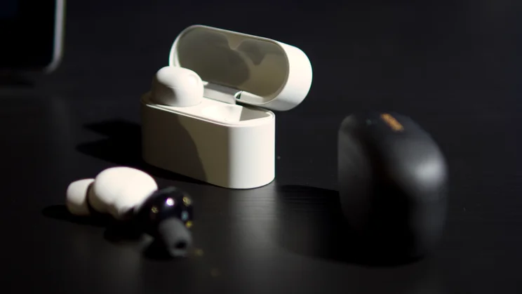 The Sony WF-1000XM6 pictured with the WF-1000XM5