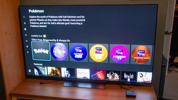 The TiVo+ Free homepage on the Manhattan Aero 4K TV Streamer with Freely