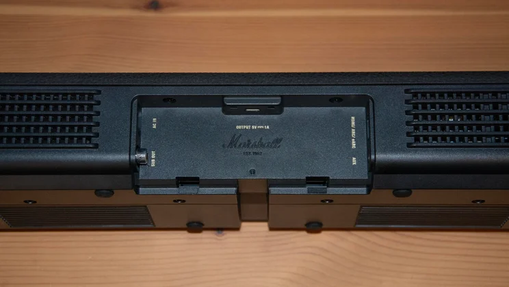 Rear view of the Marshall Heston 60 soundbar showing its connection ports