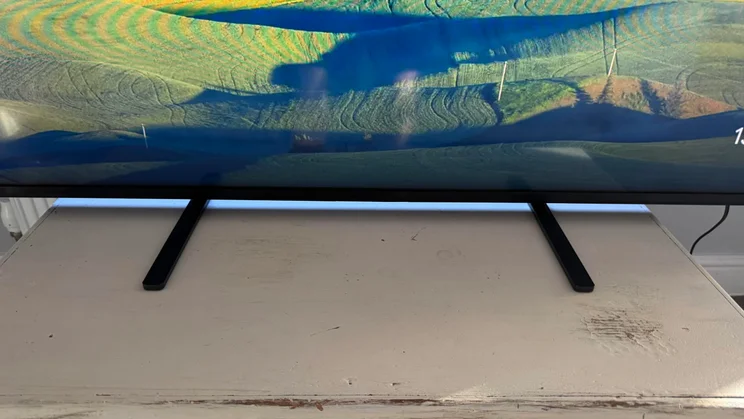 Front view of the feet that the Sony Bravia 5 Mini LED stand on