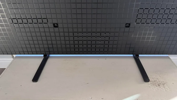 Rear view of the feet that the Sony Bravia 5 Mini LED TV stands on