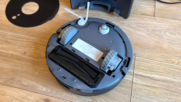 The underside of the Switchbot K11+ robot vacuum, viewed from above