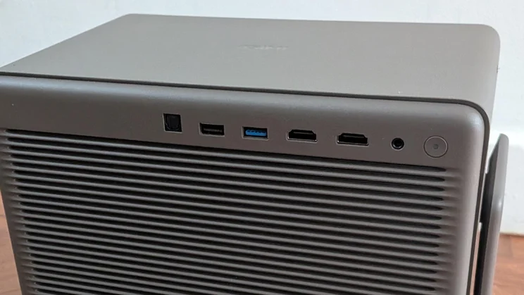 View of the connections on the rear of the XGIMI Horizon 20 Max 4K projector