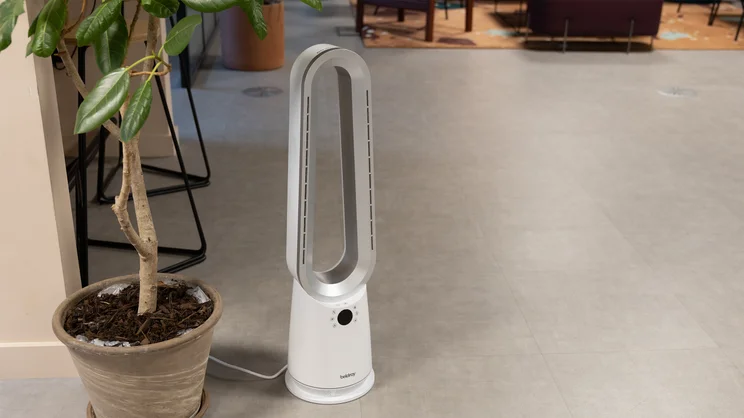 The Beldray 2-in-1 Bladeless Fan on the floor of an office
