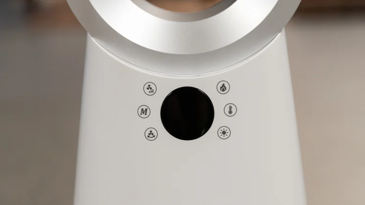 A closeup of the Beldray 2-in-1 Bladeless Fan's control panel