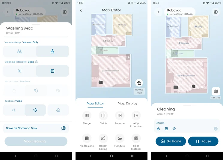 Eufy Omni C28 robot vacuum companion app screenshots