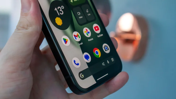 Google Pixel 10a display, angled view