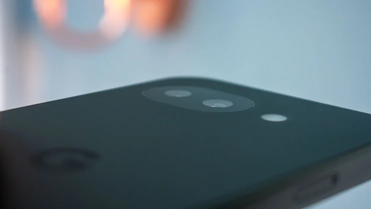 Google Pixel 10a rear cameras, angled view