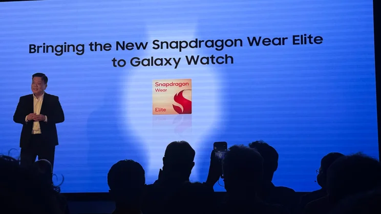 A slide from Qualcomm's Snapdragon Wear Elite presentation, confirming that Samsung will be using the chip in its next gen Galaxy Watch series
