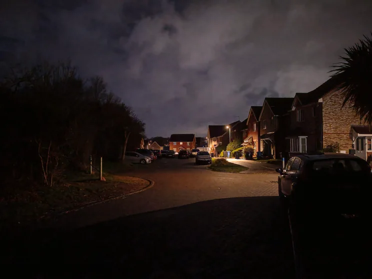 Close of houses at night