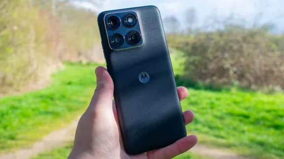 Motorola Edge 70 Fusion in hand, rear view