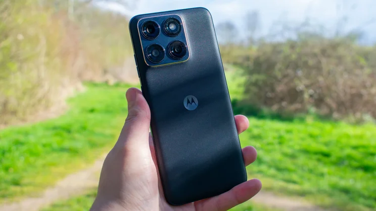 Motorola Edge 70 Fusion in hand, rear view