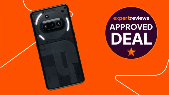 Nothing Phone (3a) on orange background with approved deal sticker