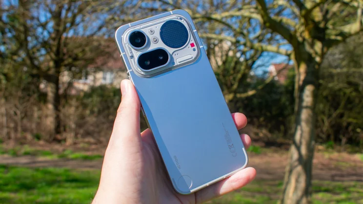 Nothing Phone (4a) Pro in hand, rear view