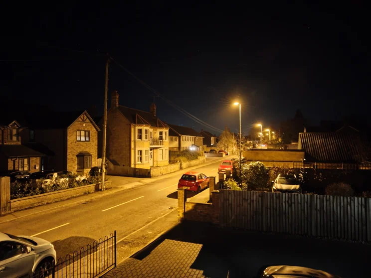 A quiet street at night