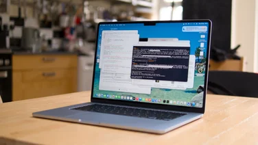 The M5 MacBook Air pictured from the front right quarter