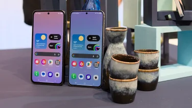 The Samsung Galaxy A37 (left) and the Samsung Galaxy A57 right pictured next to each other