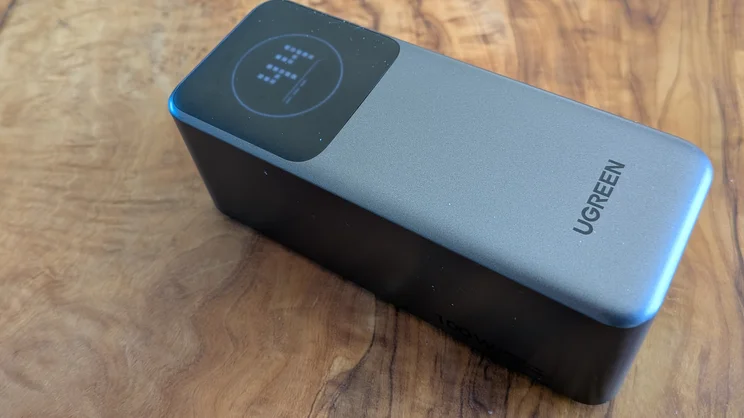 The UGreen Nexode PB724 pictured from above, on its back