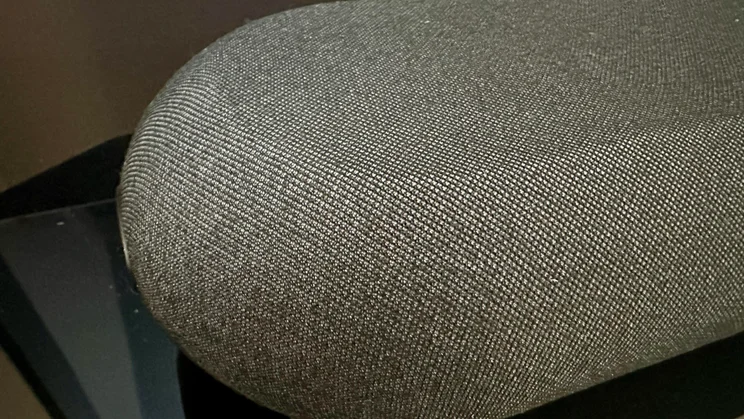 Close-up of the speaker fabric on the Bluesound Pulse Cinema Mini soundbar