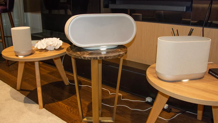 Left to right: The Denon Home 200, Denon Home 400 and Denon Home 600 multi-room wireless speakers