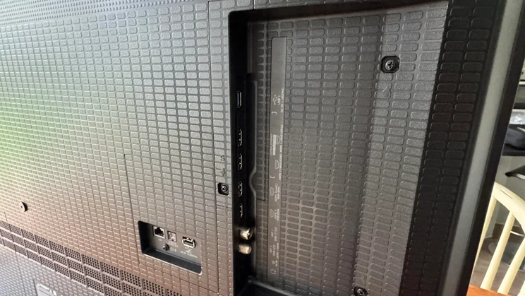 The connection ports on the rear of the Hisense U7Q Pro Mini LED TV