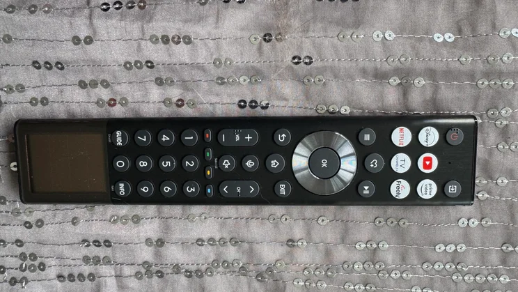 The solar powered remote control included with the Hisense U7Q Pro Mini LED TV