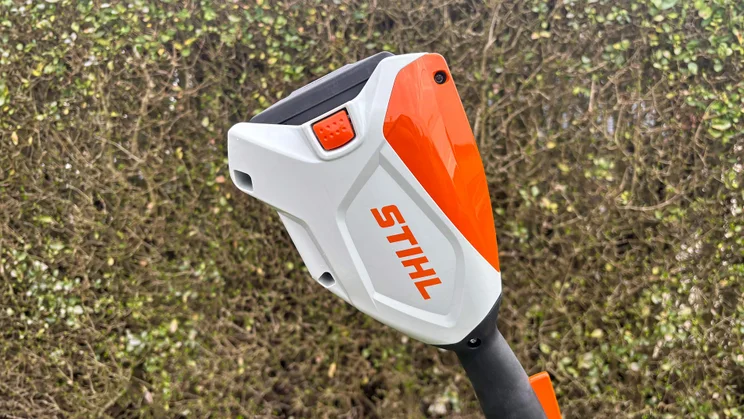 A closeup of the Stihl FSA 50 grass trimmer's headstock
