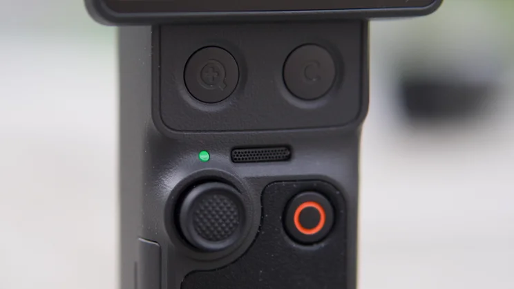 A close up view of the DJI OSMO Pocket 4's controls
