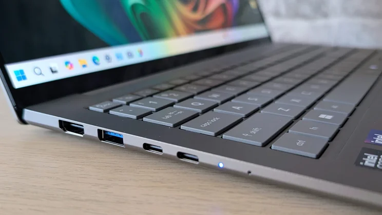 Close up of the Acer Swift 16 AI's left edge and ports